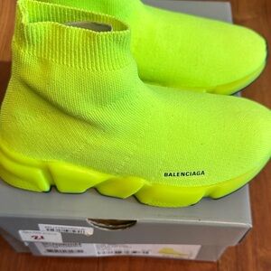 Balenciaga Kids Fluorescent Yellow Sock Sneakers